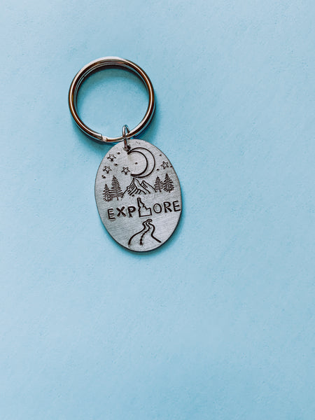 Explore Idaho↟ Metal Stamped Keychain