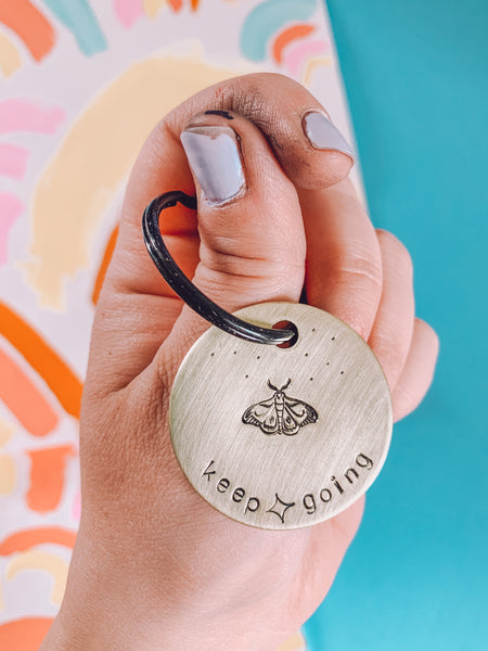 Keep Going | Stamped Metal Keychain