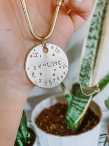 Explore Hand Stamped Metal Keychain