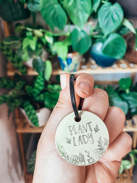 Plant Lady | Metal Stamped Keychain