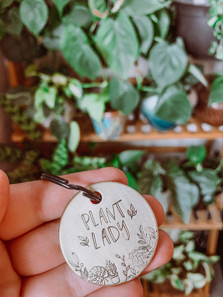 Plant Lady | Metal Stamped Keychain