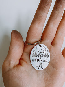 Explore Idaho↟ Metal Stamped Keychain